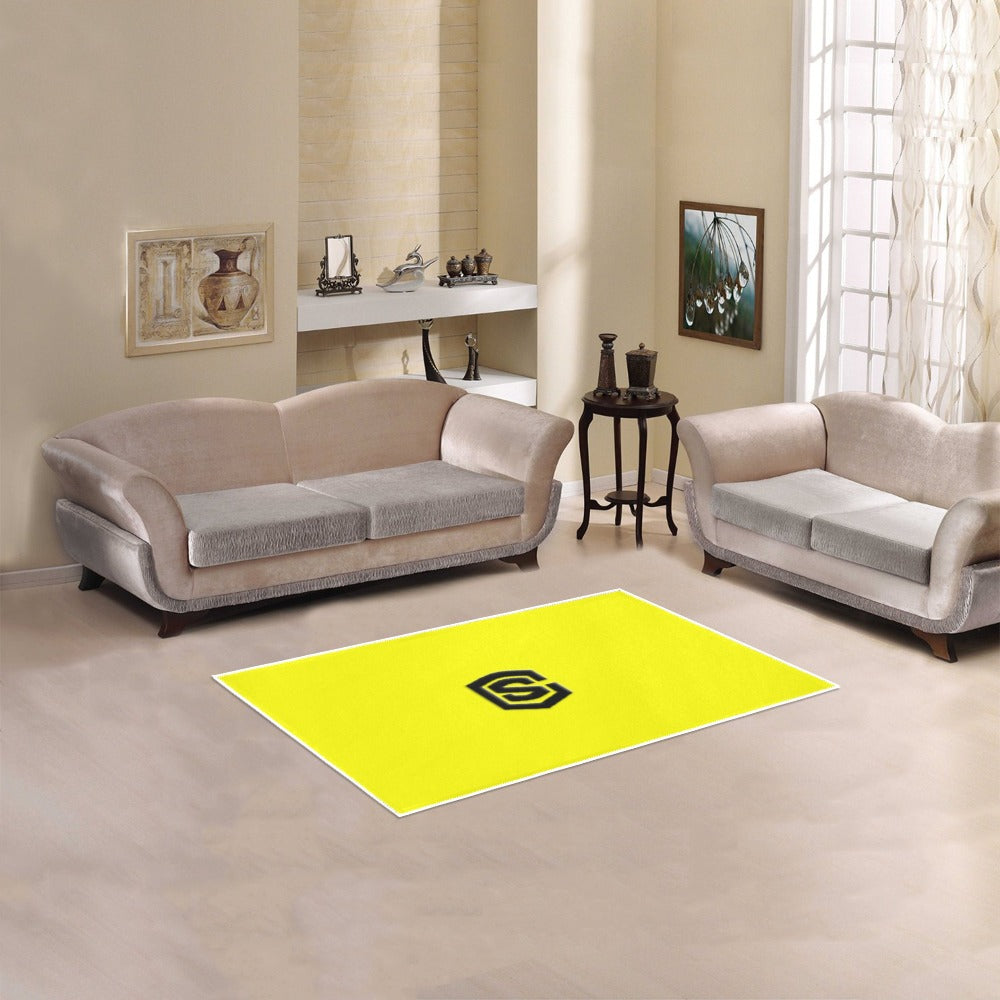 YELLOW SMALL AREA RUG WITH BLACK LOGO Area Rug 2.6' x 1.7'