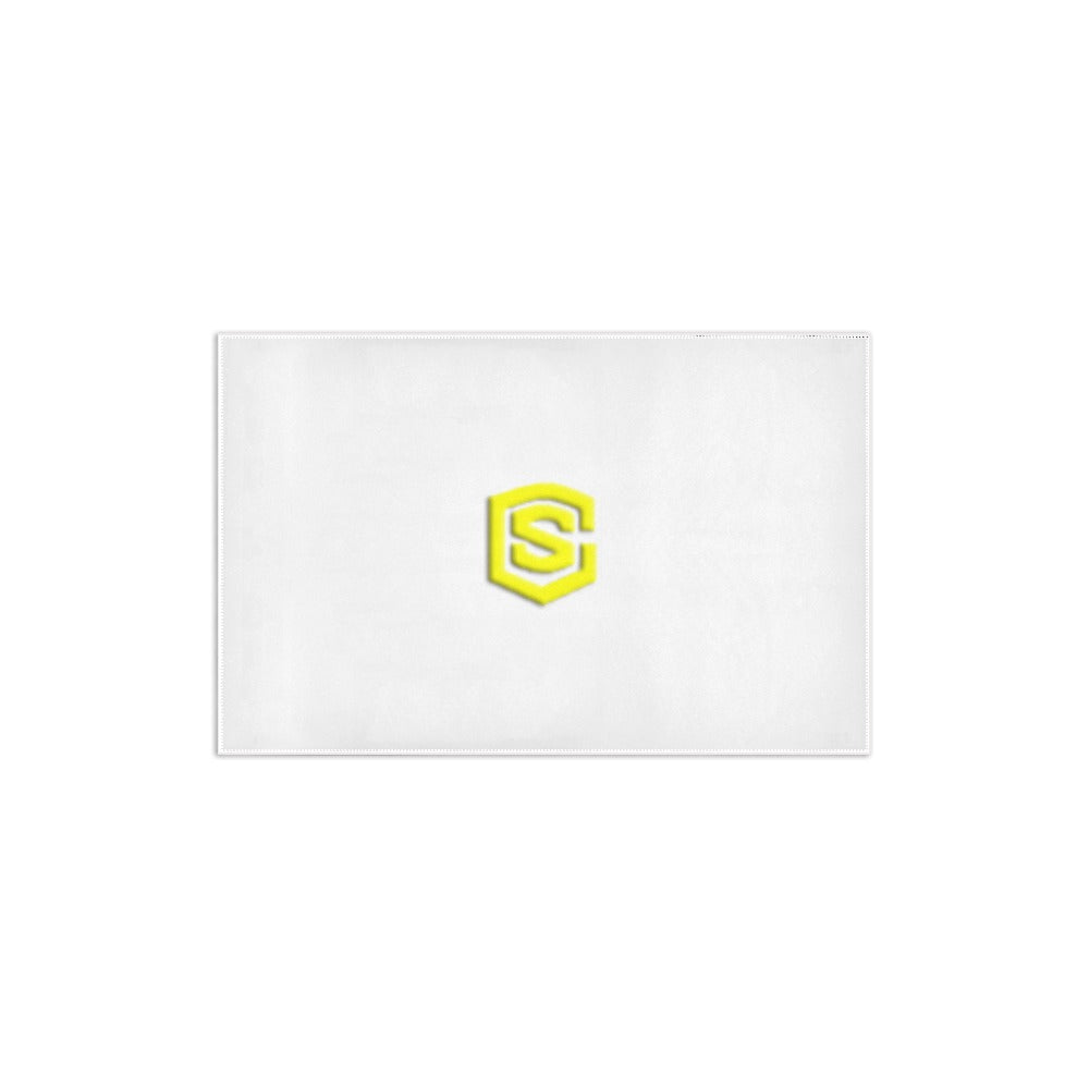 WHITE SMALL AREA RUG WITH YELLOW LOGO Area Rug 2.6' x 1.7'