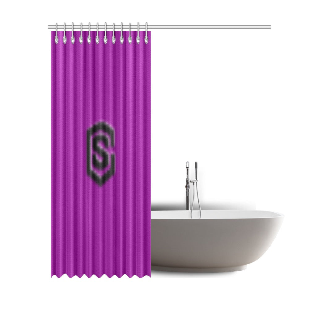 Purple Shower Curtain 69"x84" with Black Logo Shower Curtain 69"x84"