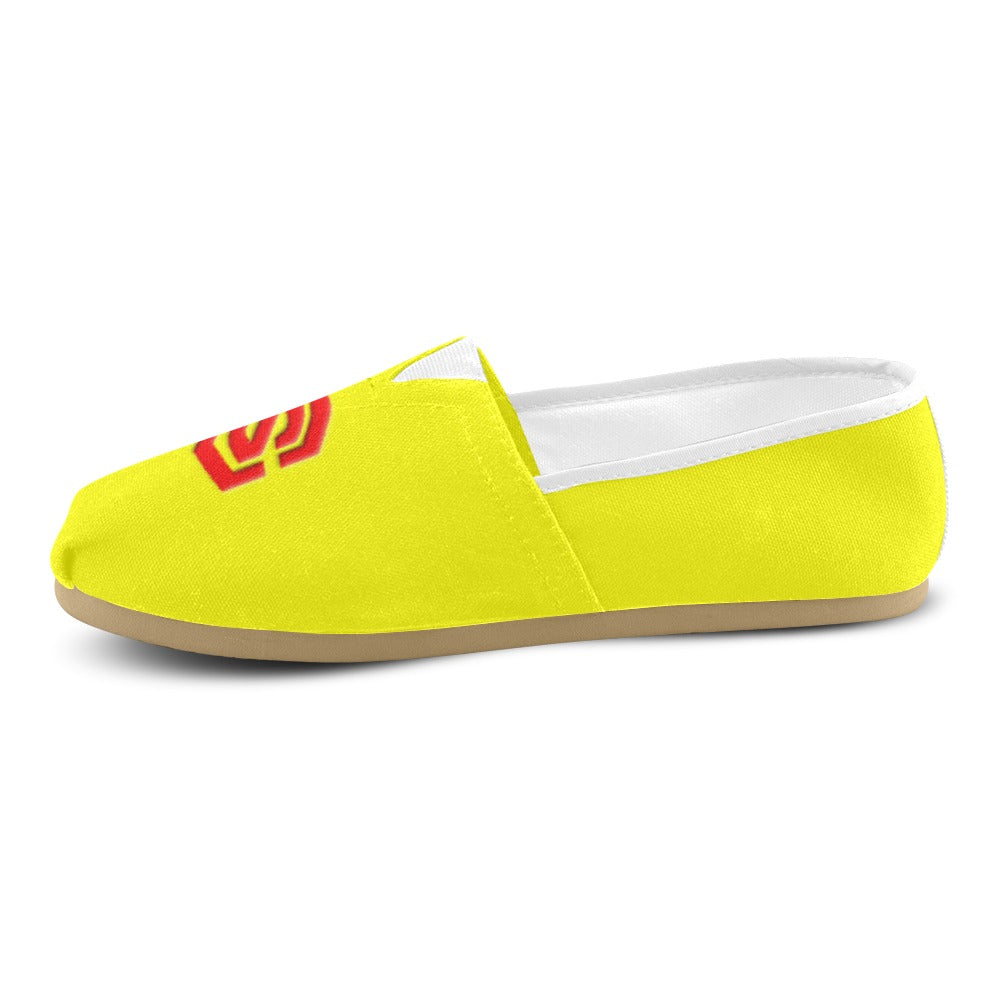YELLOW Casual Canvas Women's WITH RED  LOGO Casual Canvas Women's Shoes (Model 004) (Designs are mirrored)