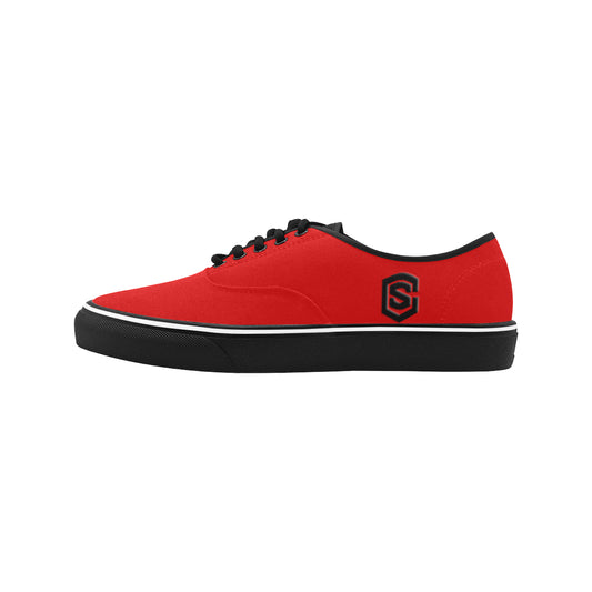 black logo Classic Men's Canvas Low Top Shoes/Large (Model E001-4)