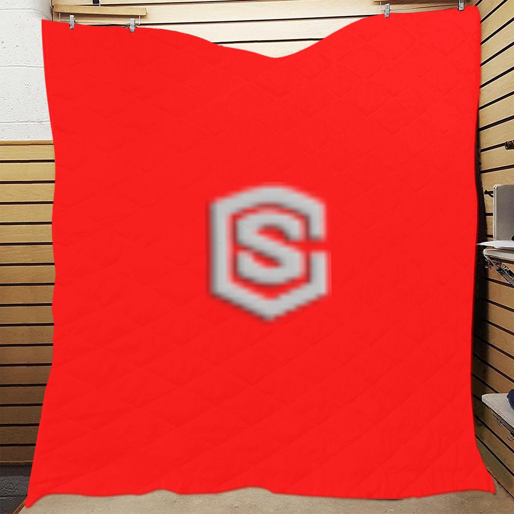 Red Quilt with Silver Logo Custom Quilt 70" x 80"