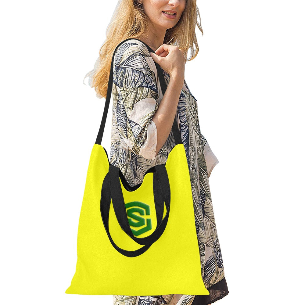Yellow All Over Print Canvas Tote Bag With Green Logo All Over Print Canvas Tote Bag(Model1698)(Medium)