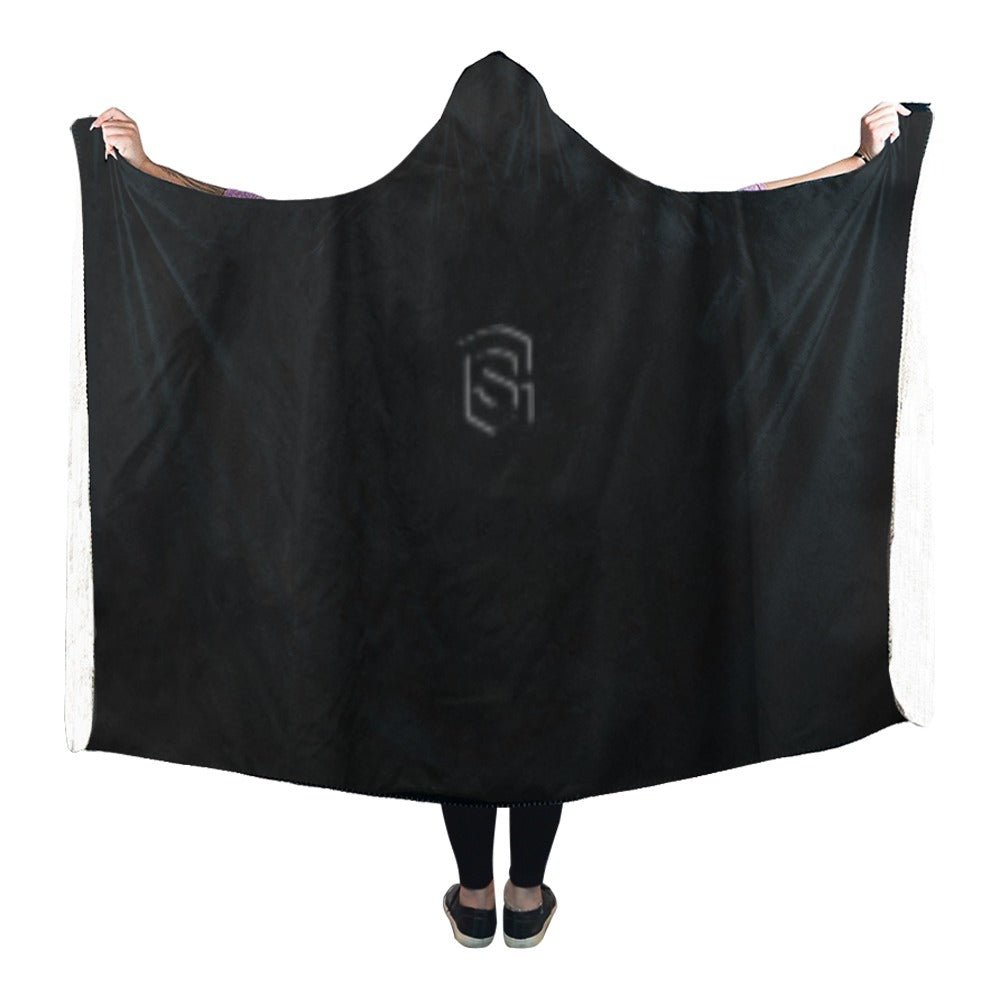 BLACK Hooded Blanket WHITH BLACK LOGO Hooded Blanket 80"x56"