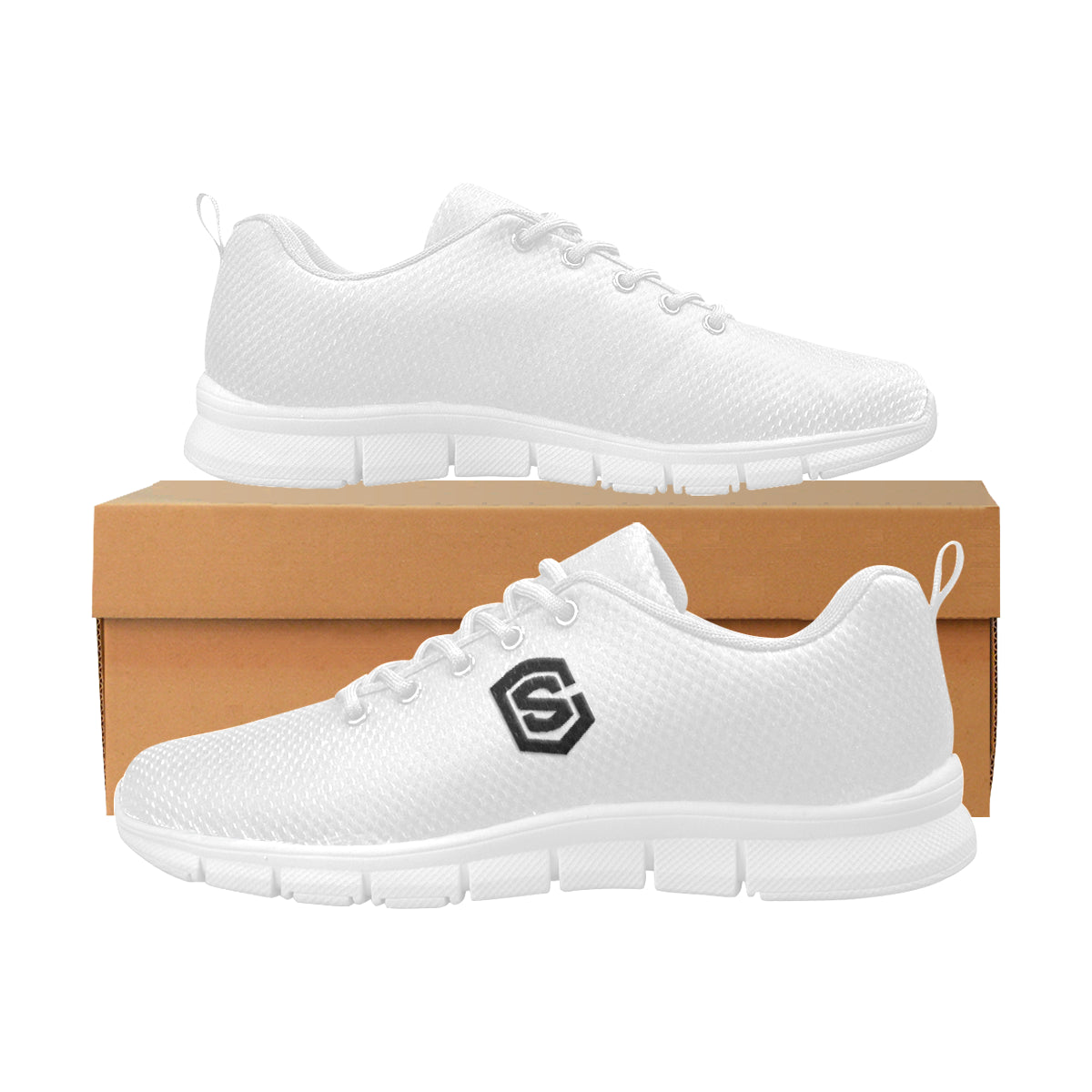 black logo Women's Breathable Running Shoes (Model 055)