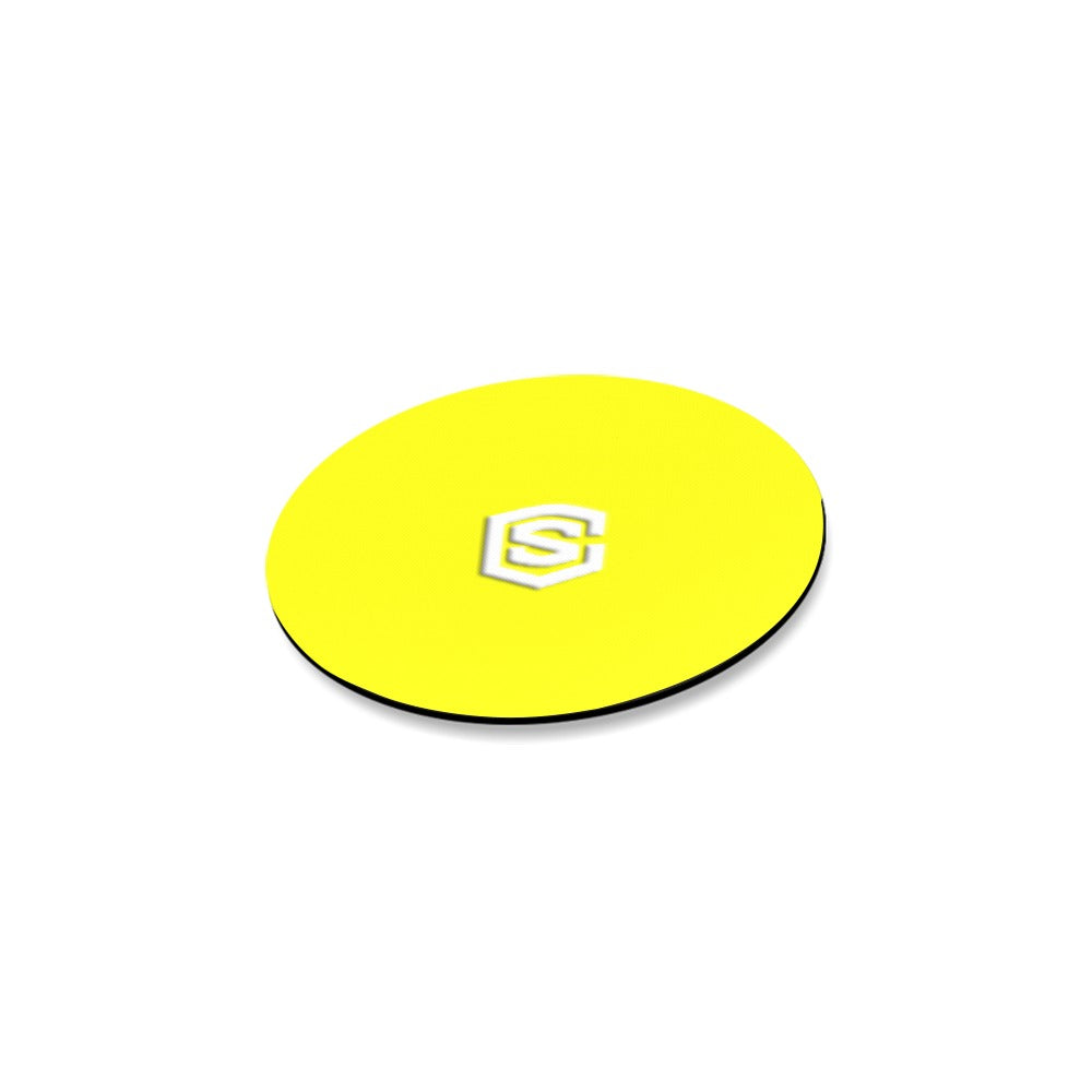 Yellow Round Coaster with White Logo Round Coaster