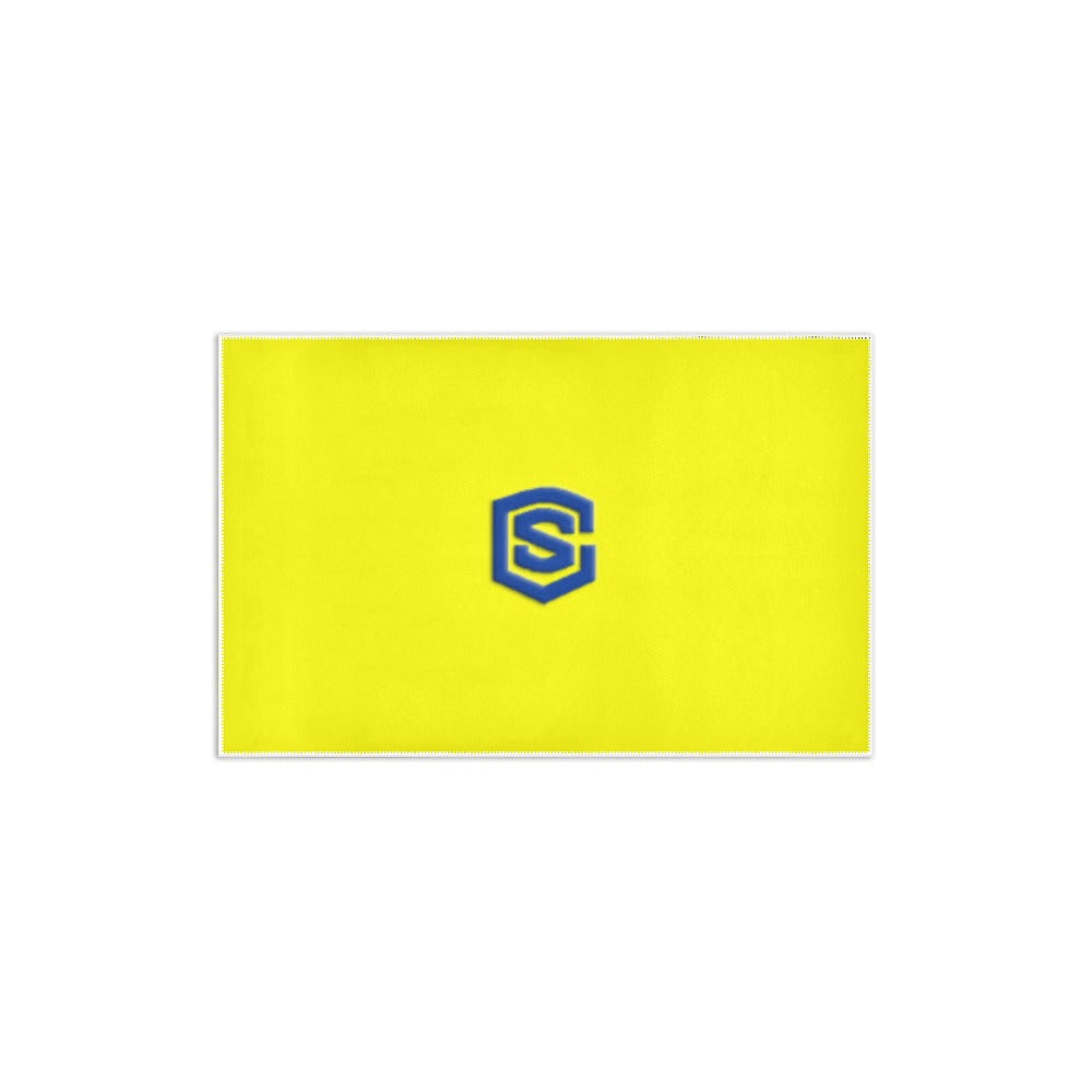 YELLOW SMALL AREA RUG WITH BLUE LOGO Area Rug 2.6' x 1.7'