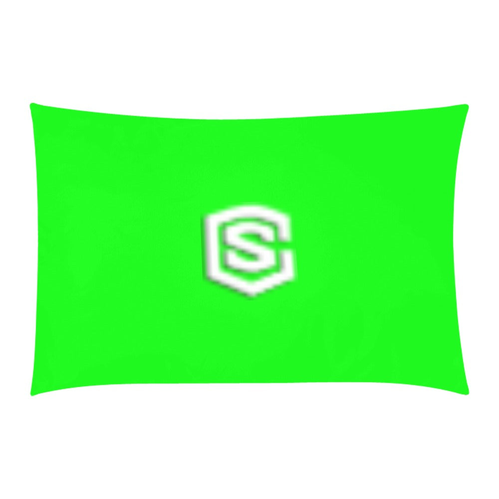 Green 3-Piece Bedding Set (1 Duvet Cover 86"x70"; 2 Pillowcases 20"x30")(One Side) wtih White Logo 3-Piece Bedding Set (1 Duvet Cover 86"x70"; 2 Pillowcases 20"x30")(One Side)