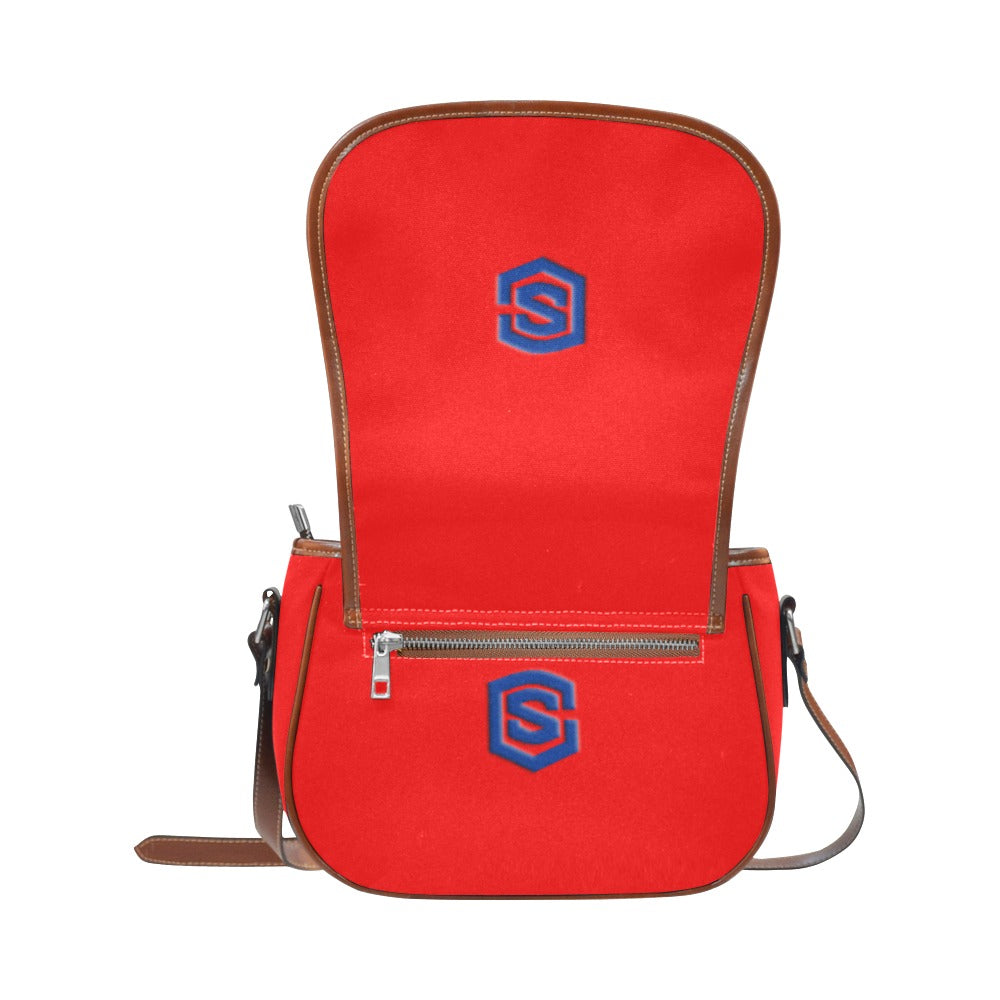 RED Saddle Bag WITH BLUE LOGO Saddle Bag (Model 1649) (Small)
