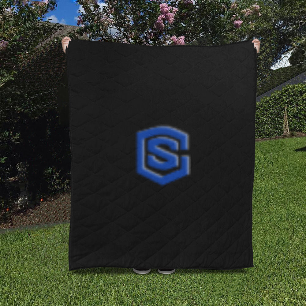 Black Custom Quilt Blue Logo Custom Quilt 50" x 60"