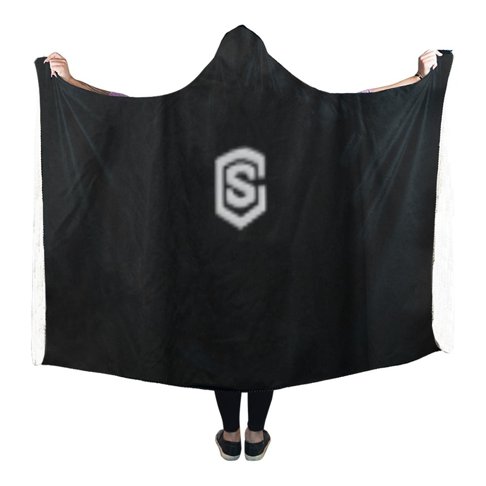 Black Hooded Blanket 80"x56" with Silver Logo Hooded Blanket 80"x56"