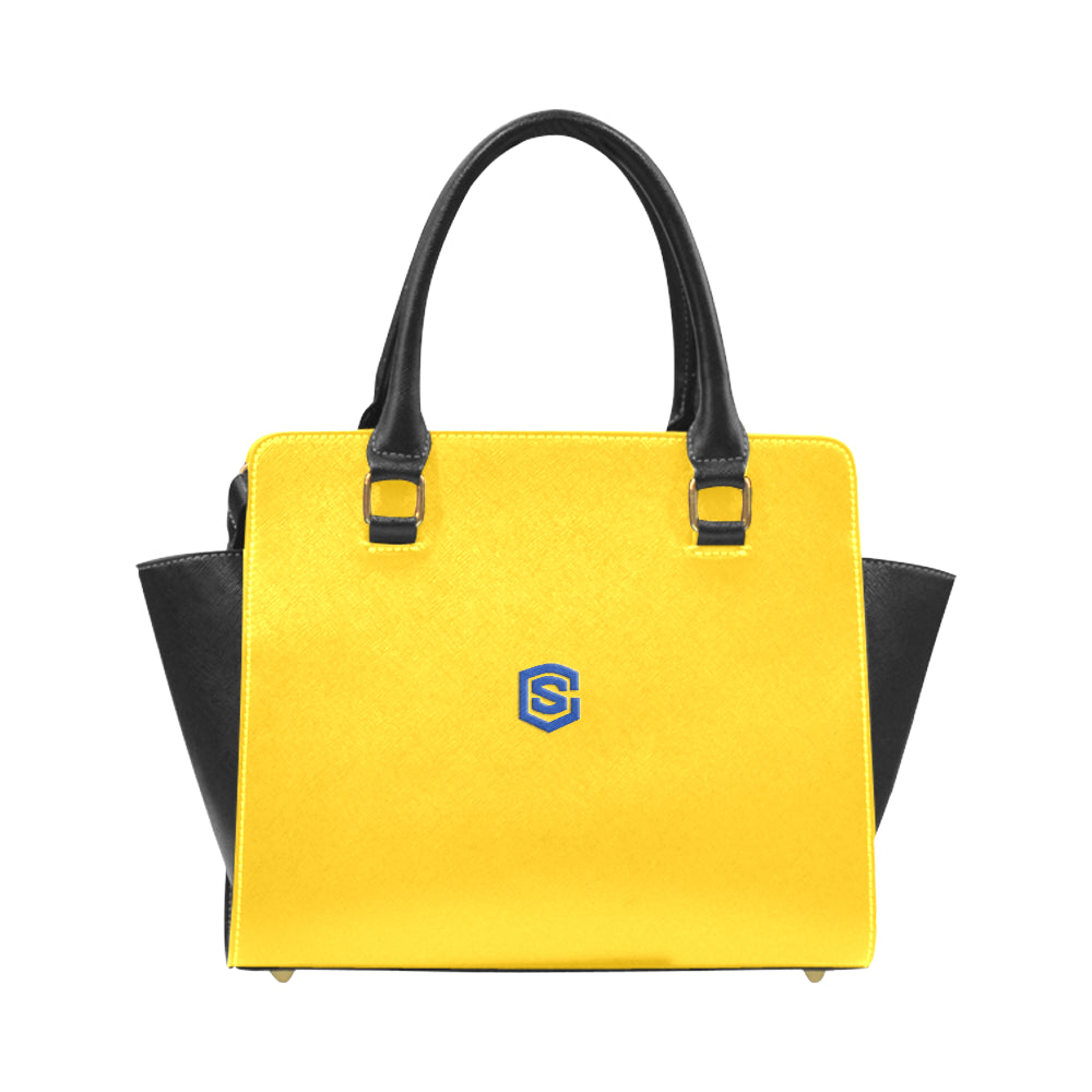 YELLOW RIVET SHOULDER HANDBAG blue logo Rivet Shoulder Handbag (Model 1645)