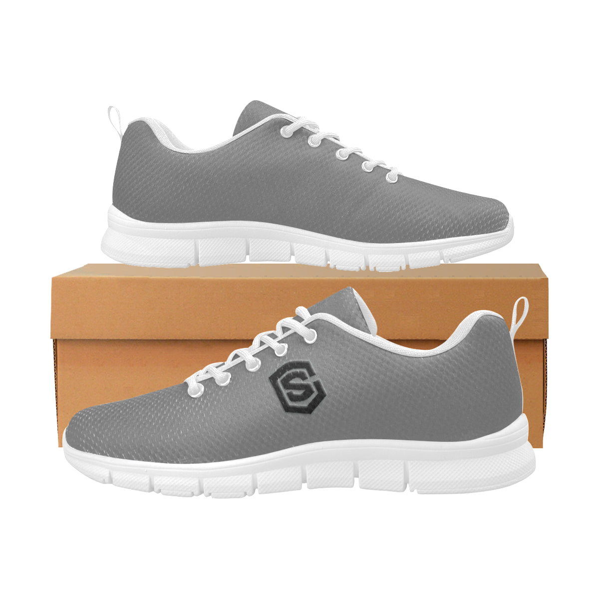 black logo Women's Breathable Running Shoes (Model 055)