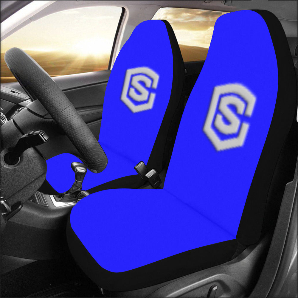 Blue Car Seat Covers Silver Logo Car Seat Covers (Set of 2)