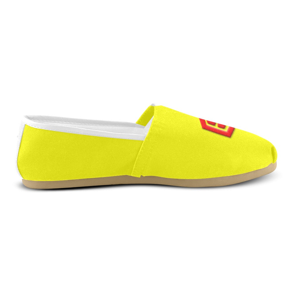YELLOW Casual Canvas Women's WITH RED  LOGO Casual Canvas Women's Shoes (Model 004) (Designs are mirrored)