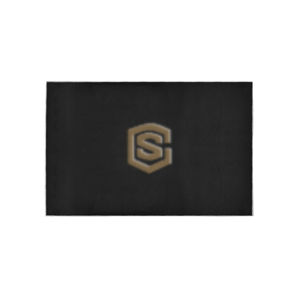 Black Area Rug Brown Logo Area Rug 5' x 3.2'