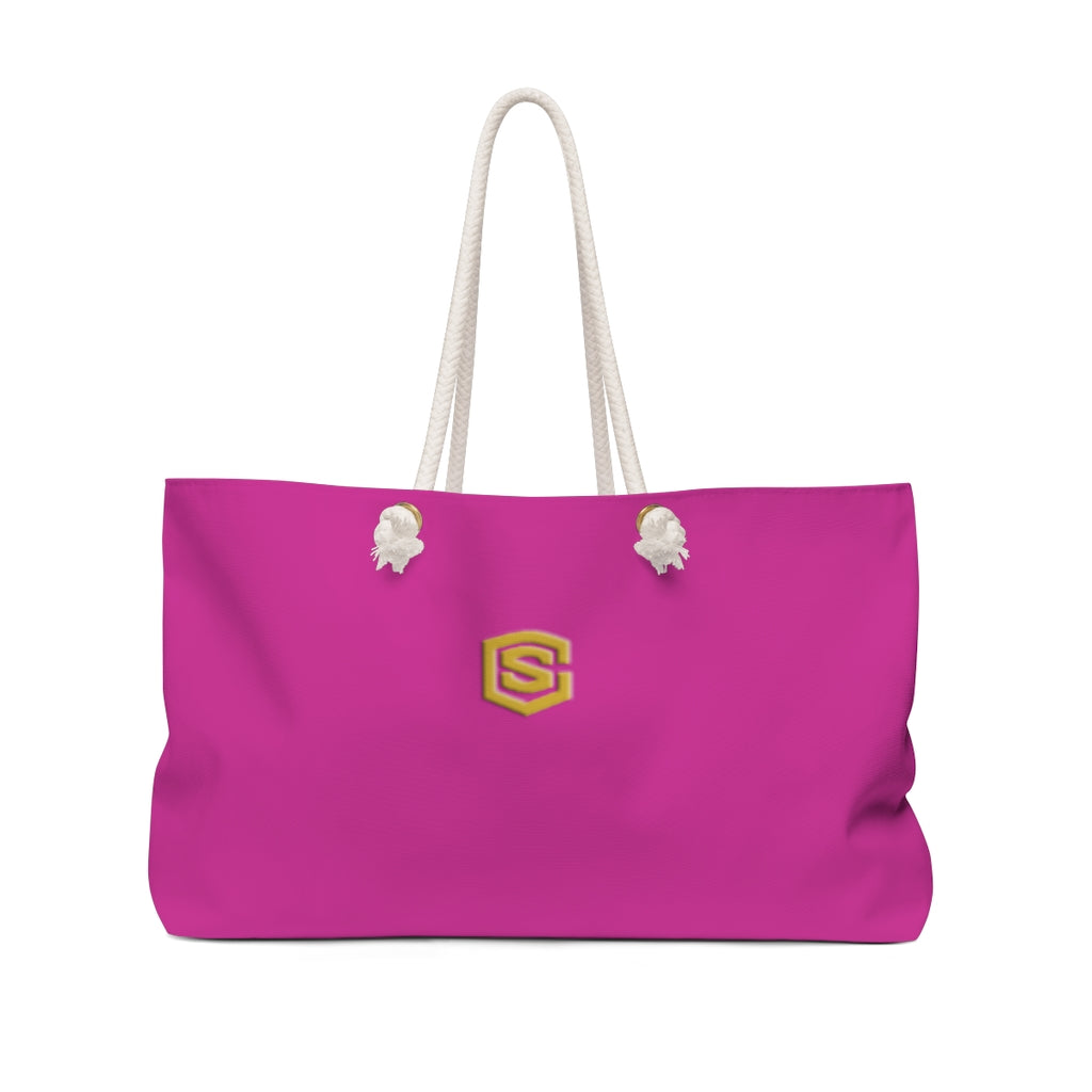 Pink Weekender Bag Gold Logo