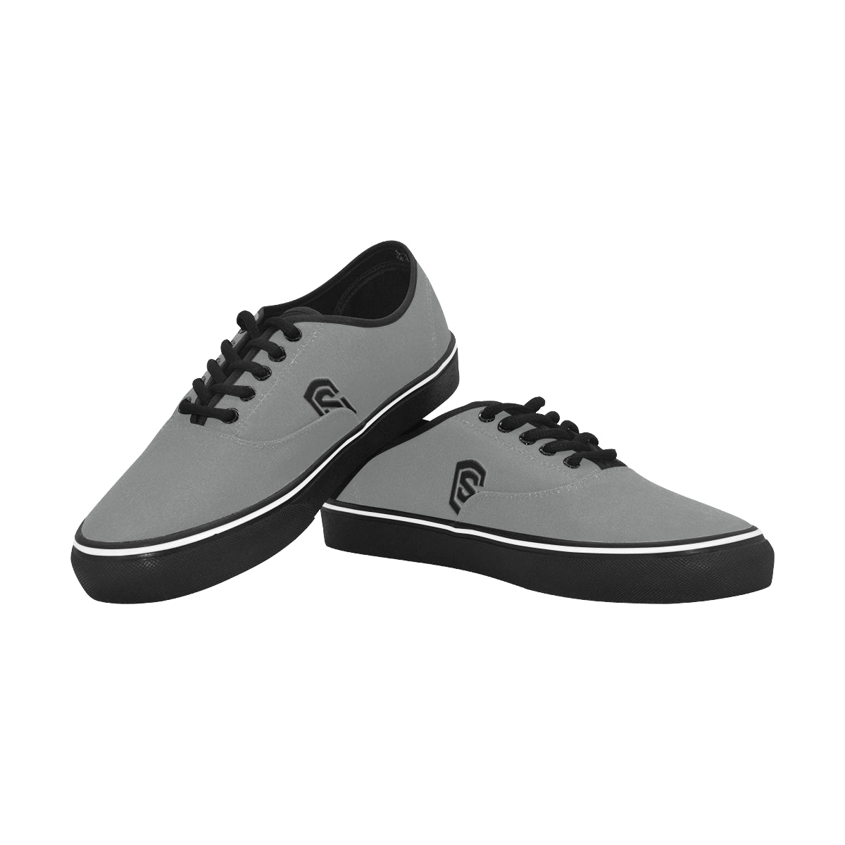 black logo Classic Men's Canvas Low Top Shoes/Large (Model E001-4)