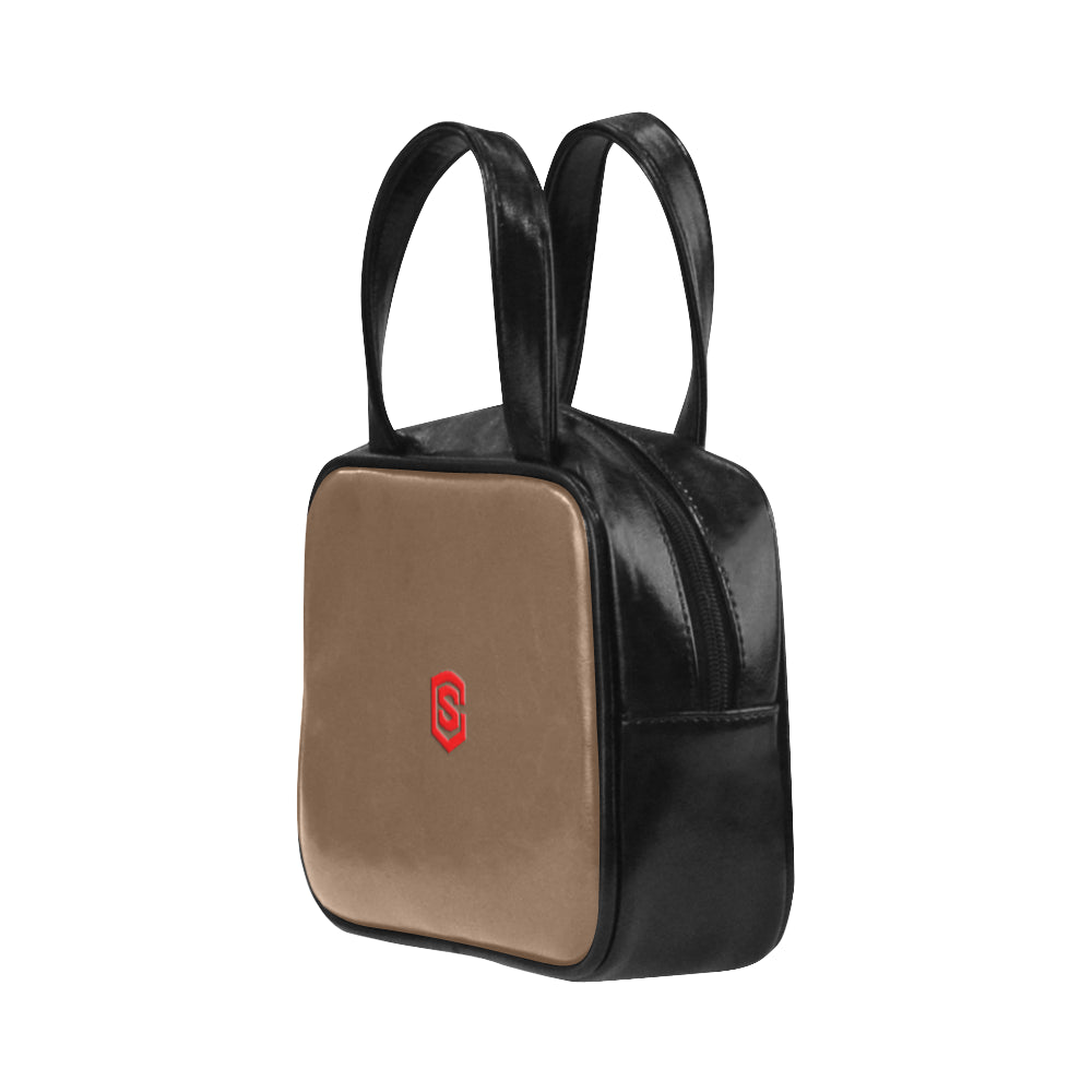 DARK ORANGE LEATHER TOP HANDLE HANDBAG red logo Leather Top Handle Handbag (Model 1662)