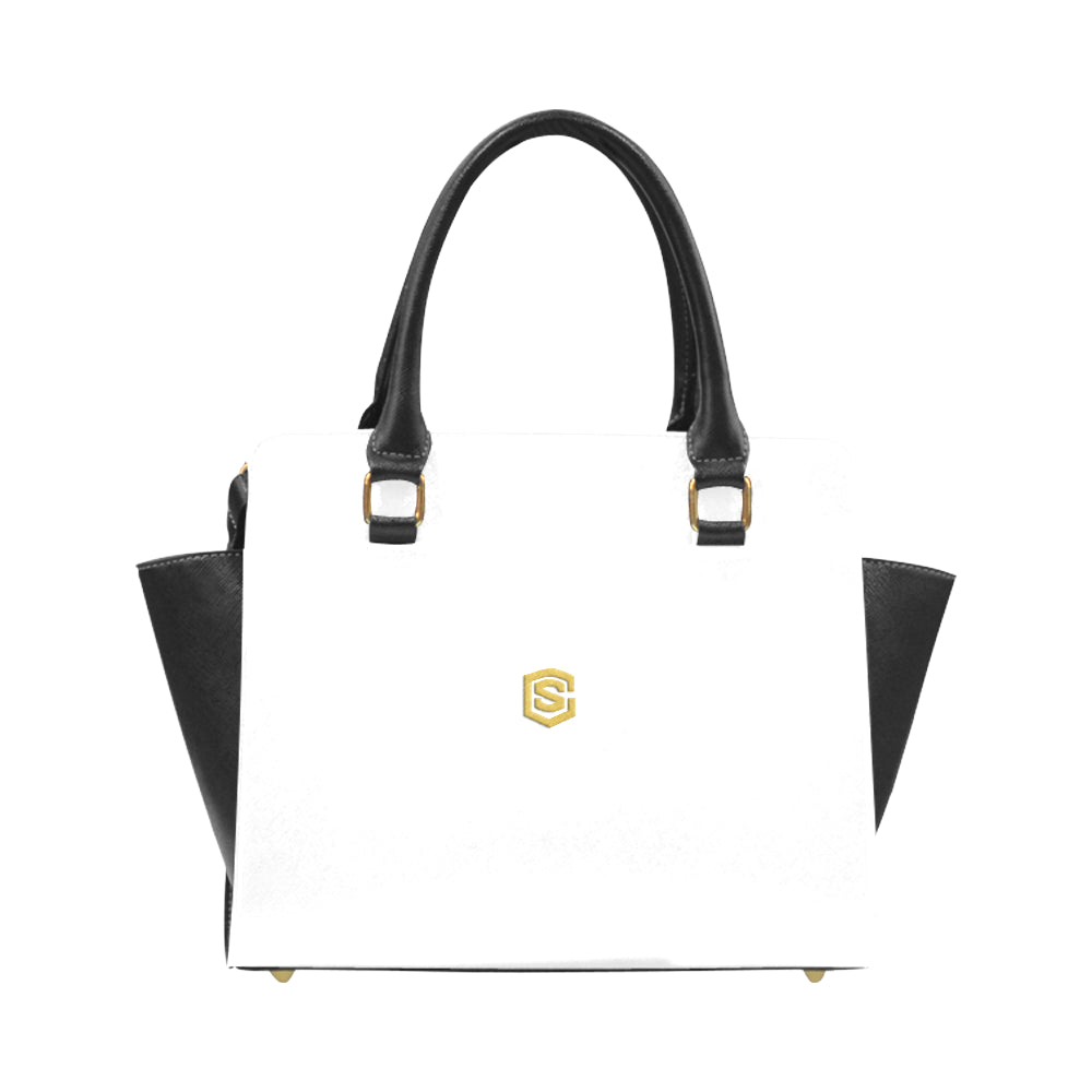 WHITE RIVET SHOULDER HANDBAG gold logo Rivet Shoulder Handbag (Model 1645)