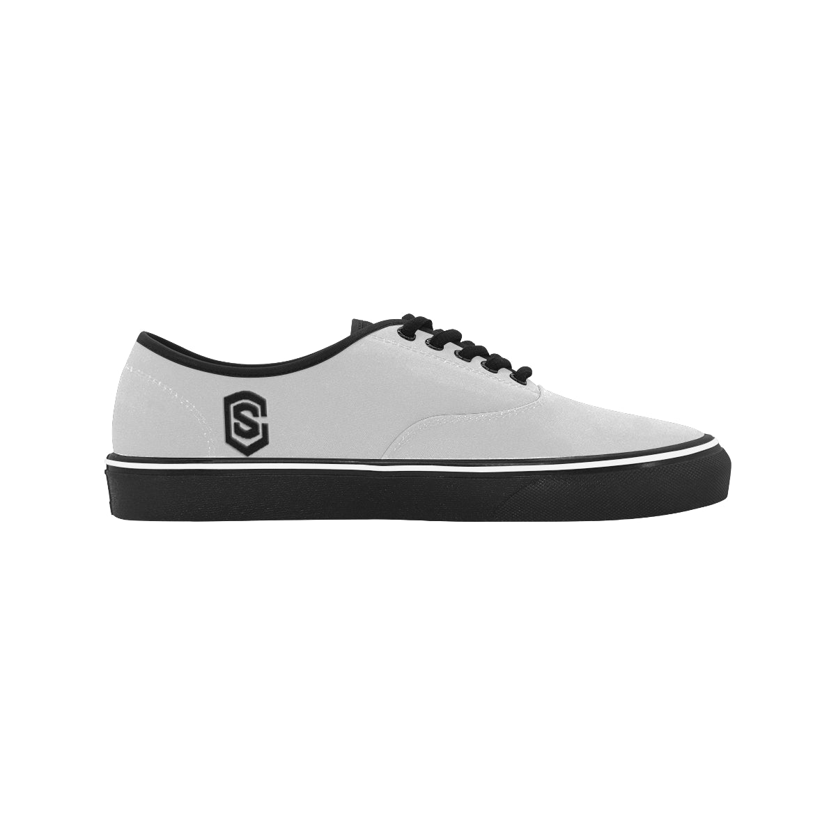 black logo Classic Men's Canvas Low Top Shoes/Large (Model E001-4)