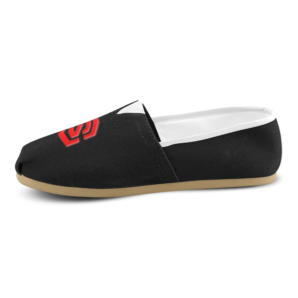 BLACK Casual Canvas Women's WITH RED LOGO Casual Canvas Women's Shoes (Model 004) (Designs are mirrored)