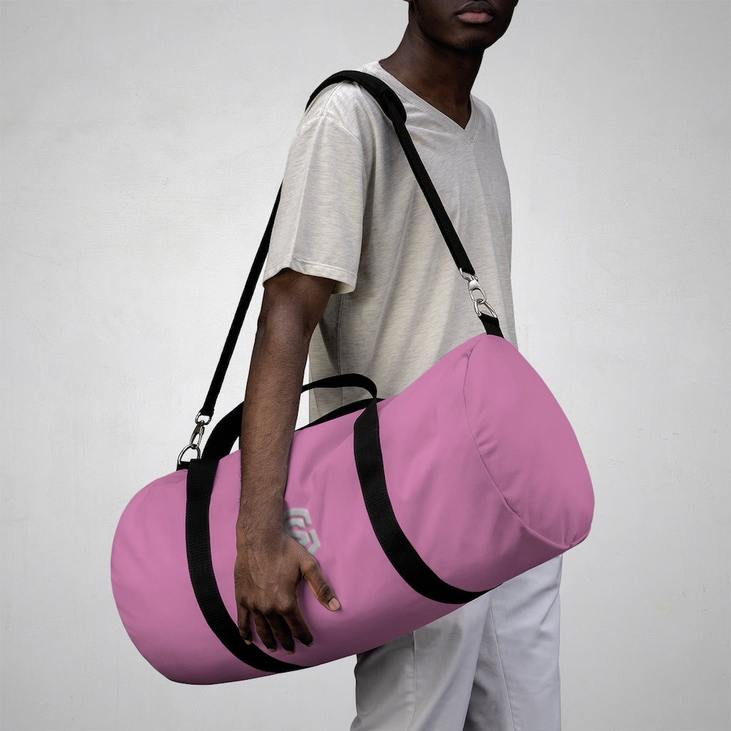 Pink Duffel Bag Silver Logo
