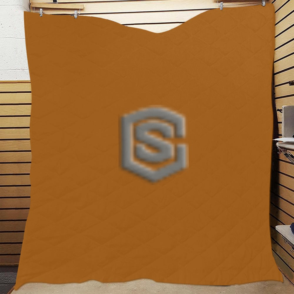 Brown Quilt with Gray Logo Custom Quilt 70" x 80"