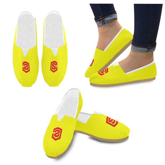 YELLOW Casual Canvas Women's WITH RED  LOGO Casual Canvas Women's Shoes (Model 004) (Designs are mirrored)