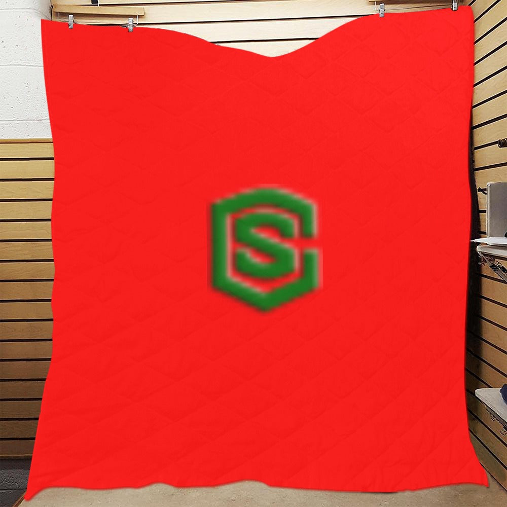 Red Quilt with Green Logo Custom Quilt 70" x 80"