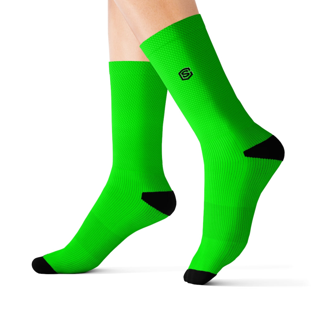 Green Sublimation Socks with Black Logo