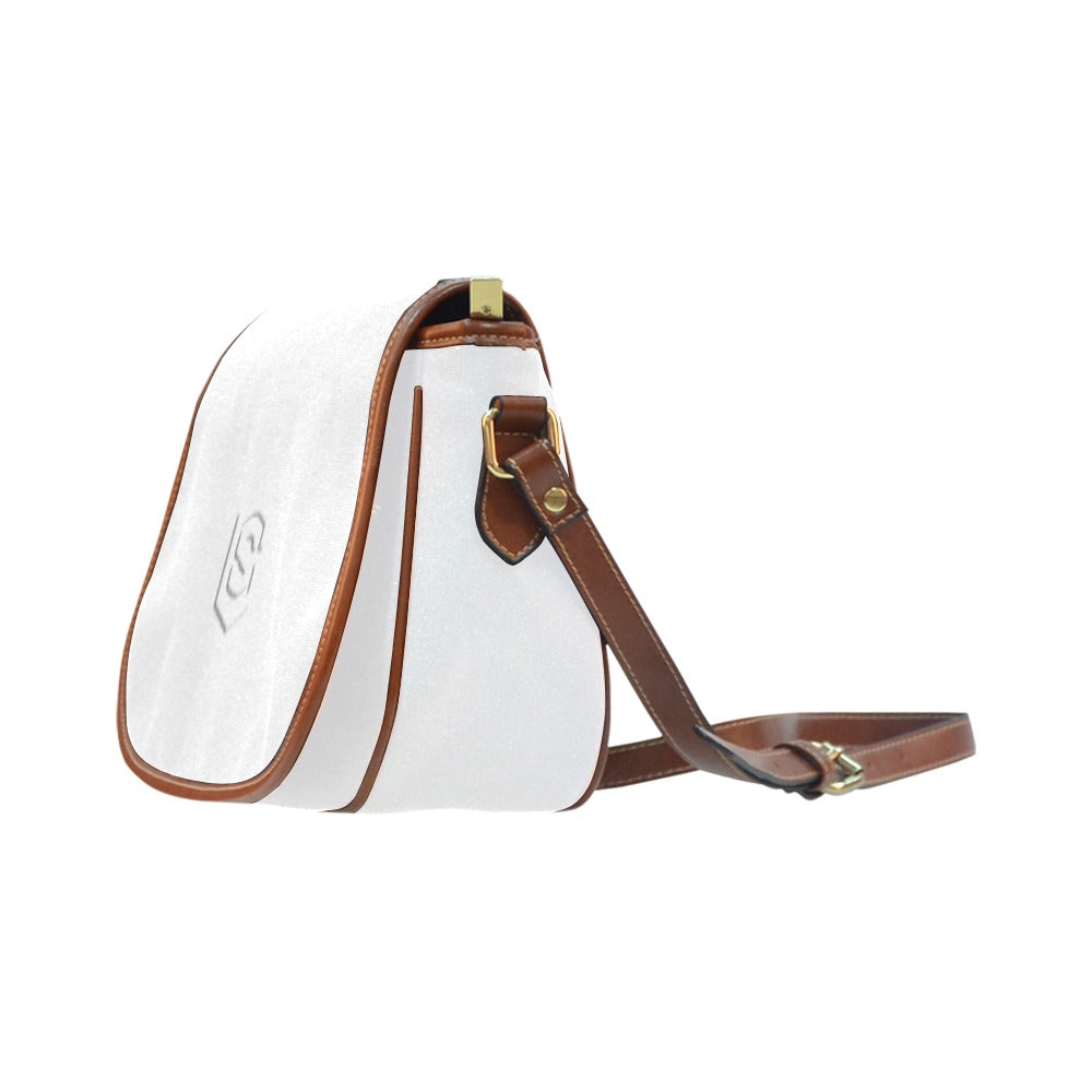 WHITE Saddle Bag WITH WHITE LOGO Saddle Bag (Model 1649) (Small)