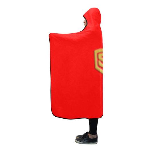 Black Hooded Blanket 80"x56" with White Logo Hooded Blanket 80"x56"