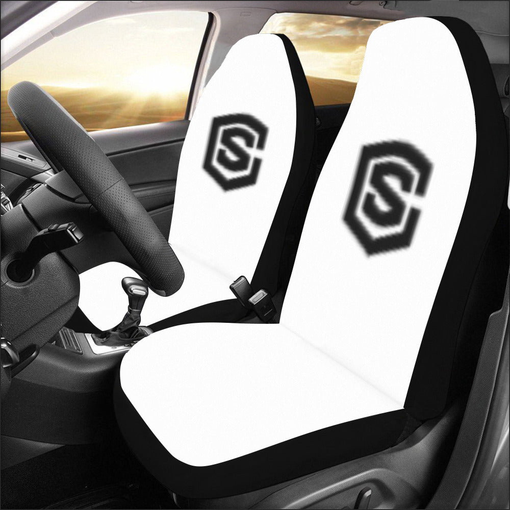 White Car Seat Covers Black Logo Car Seat Covers (Set of 2)