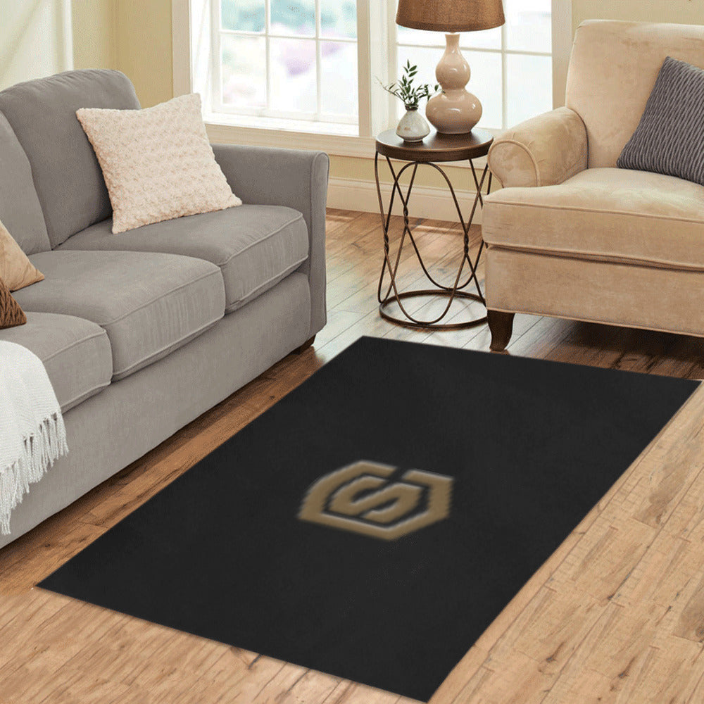 Black Area Rug Brown Logo Area Rug 5' x 3.2'