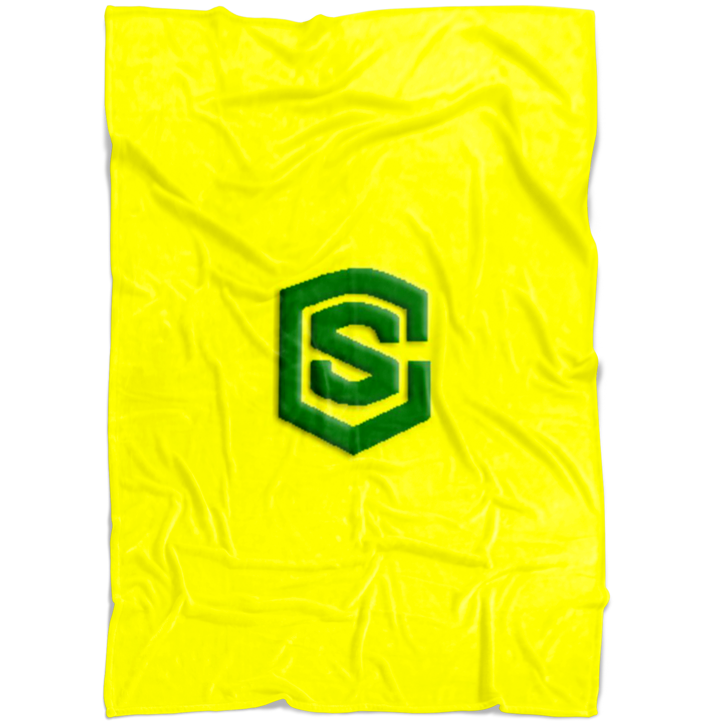 Yellow Fleece Blanket Green Logo