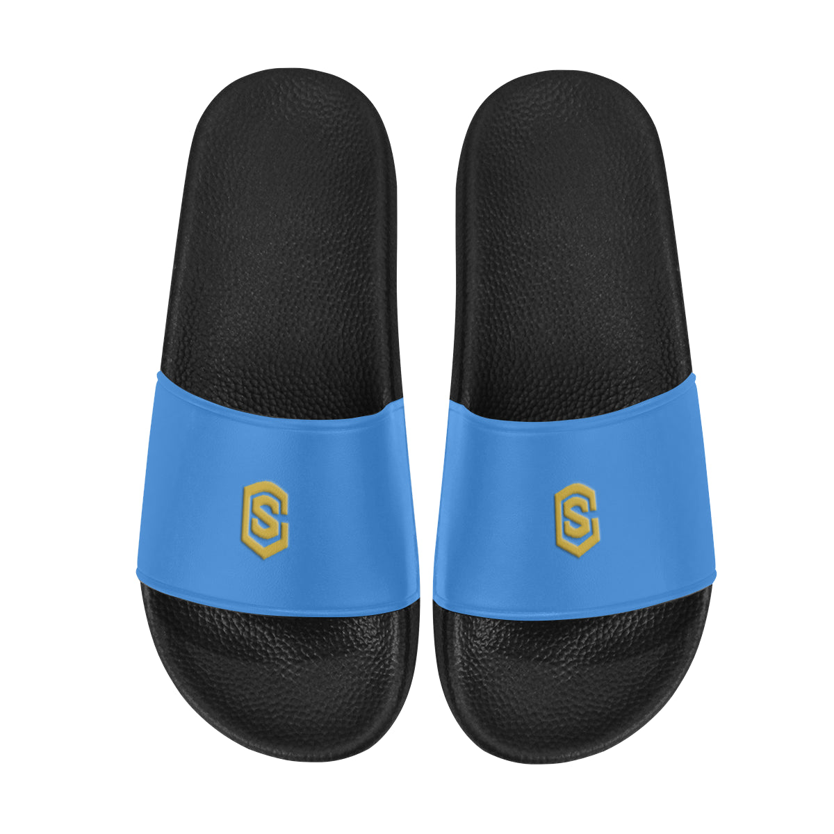 gold logo Men's Slide Sandals (Model 057)