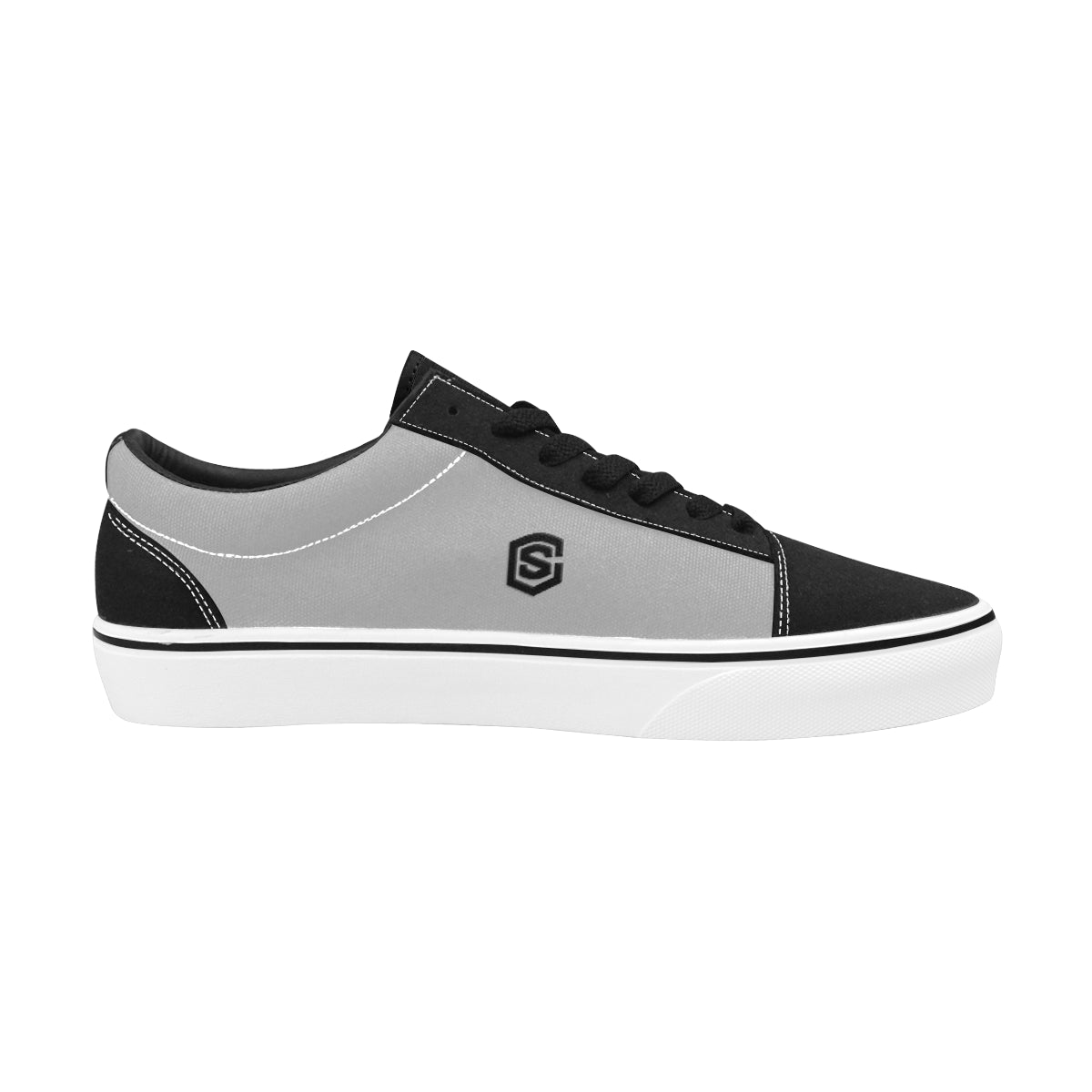 black logo Women's Low Top Skateboarding Shoes (Model E001-2)
