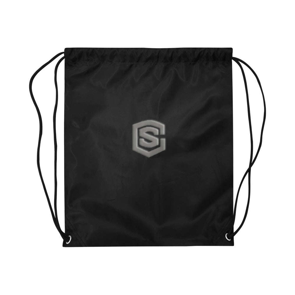 Black Drawstring Bags Large With Grey Logo Drawstring Bags (Model 1604) (Large)