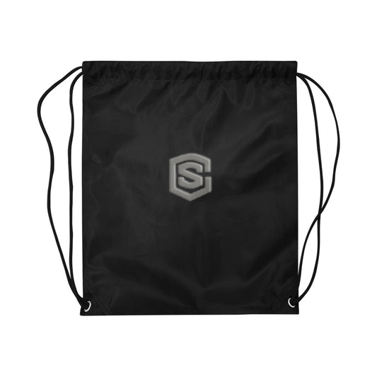 Black Drawstring Bags Large With Grey Logo Drawstring Bags (Model 1604) (Large)