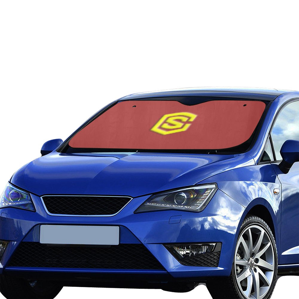 BROWN AUTO SUN SHADE WITH YELLOW LOGO Auto Sun Shade 55" x 29.53"