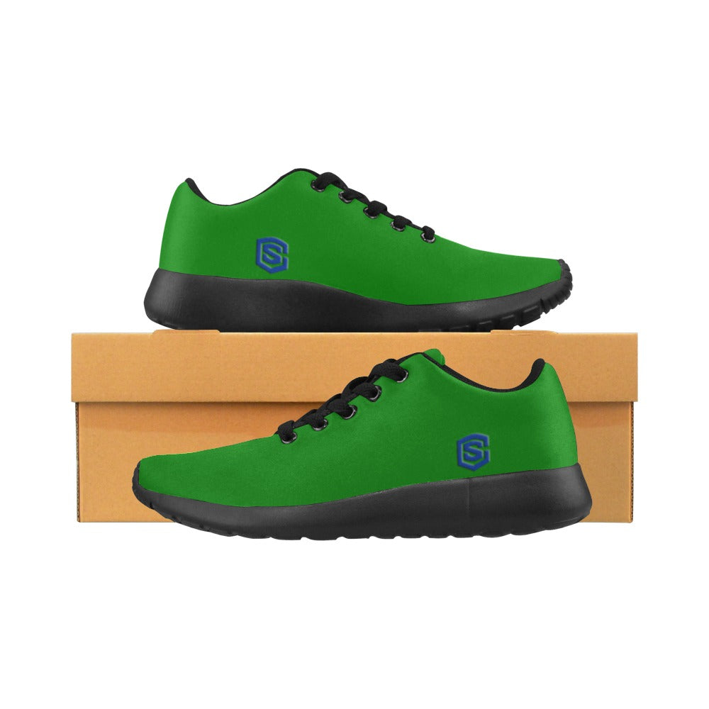 GREEN KID SNEAKER WITH BLUE LOGO Kid's Sneakers (Little Kid / Big Kid) (Model020)