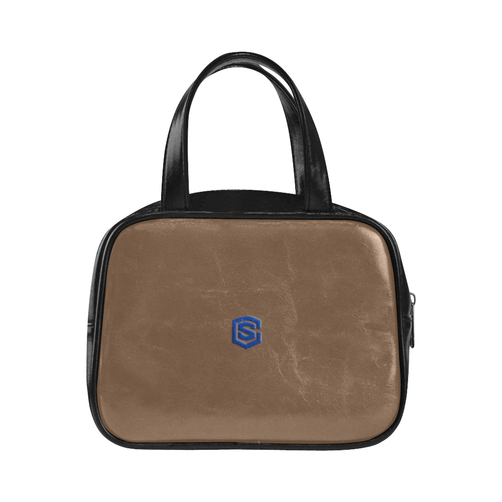 GREEN LEATHER TOP HANDLE HANDBAG blue logo Leather Top Handle Handbag (Model 1662)