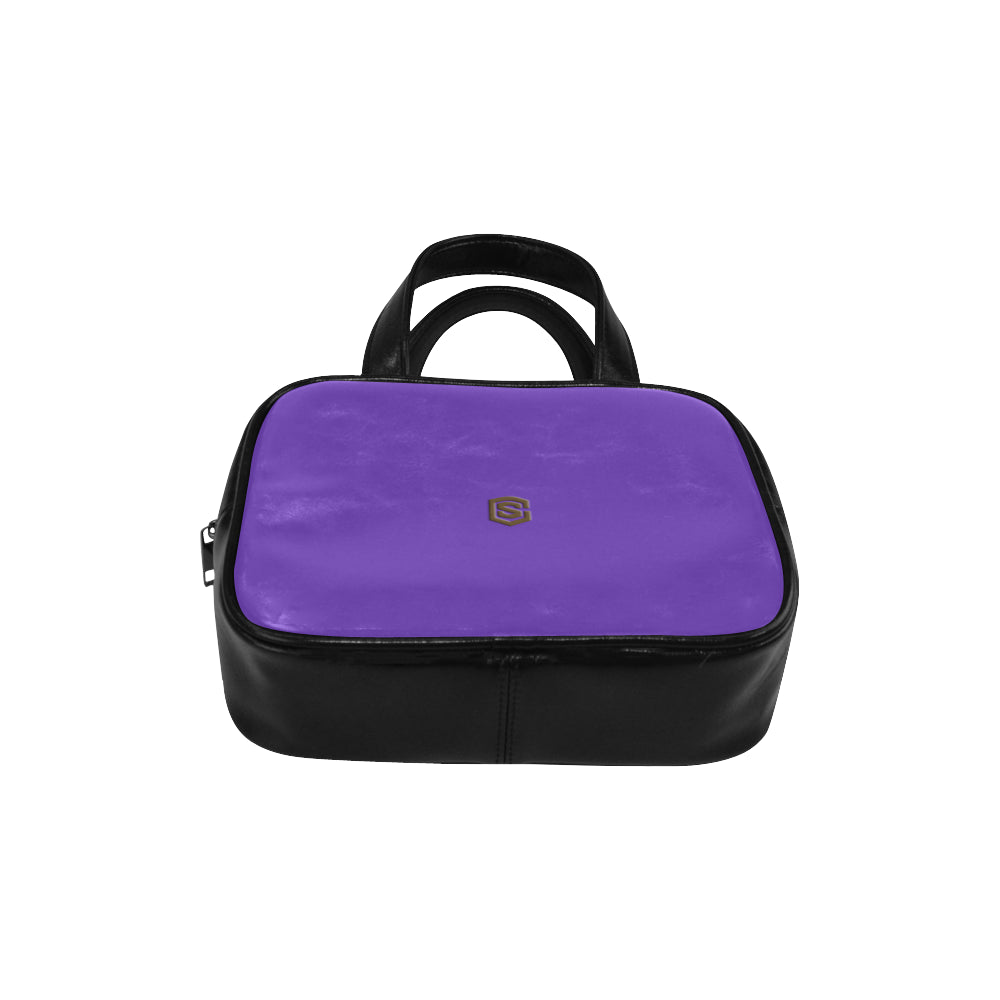 PURPLE LEATHER TOP HANDLE HANDBAG brown logo Leather Top Handle Handbag (Model 1662)
