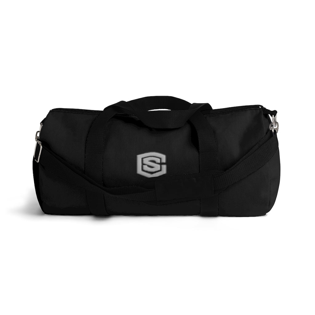 Black Duffel Bag Silver Logo