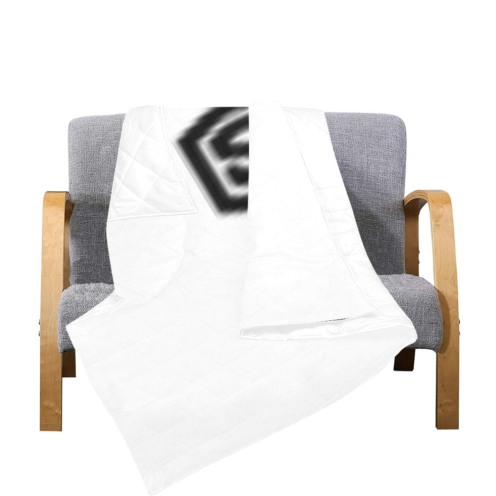 White Quilt with Black Logo Custom Quilt 70" x 80"