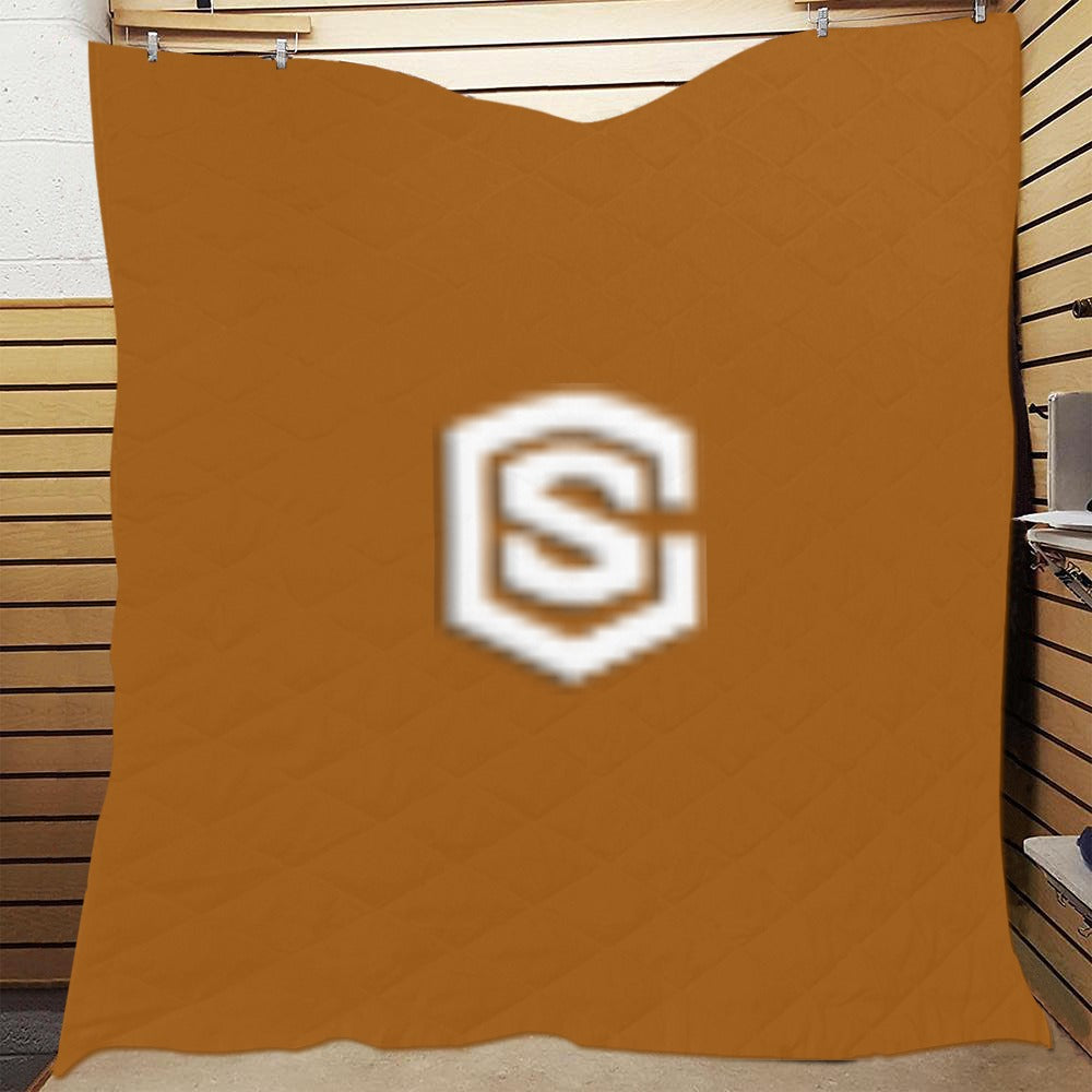 Brown Quilt with White Logo Custom Quilt 70" x 80"