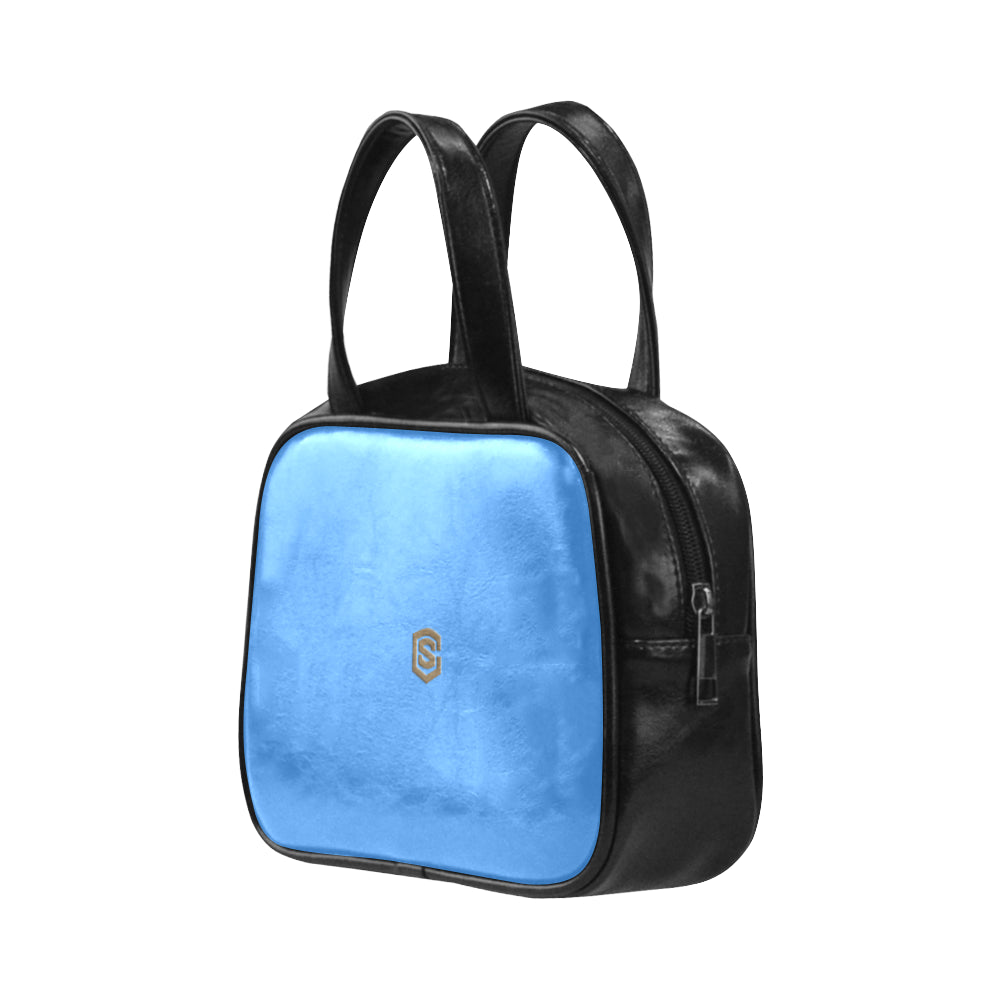 BLUE LEATHER TOP HANDLE HANDBAG brown logo Leather Top Handle Handbag (Model 1662)