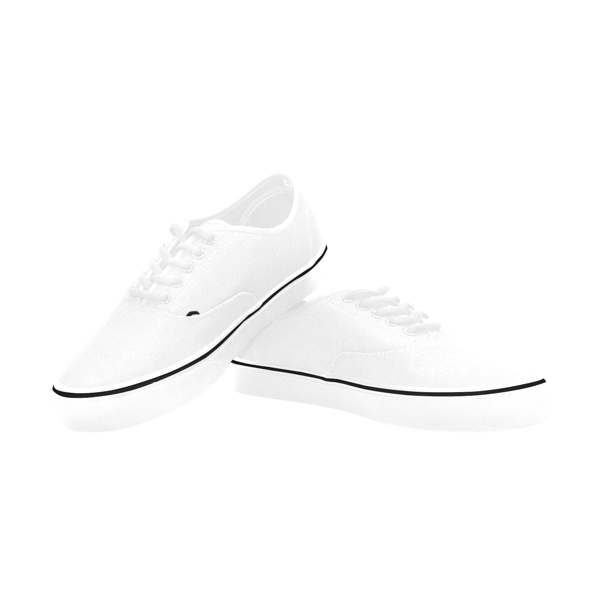black logo Classic Women's Canvas Low Top Shoes (Model E001-4)