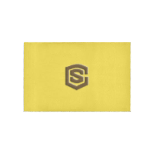 Yellow Area Rug Brown Logo Area Rug 5' x 3.2'